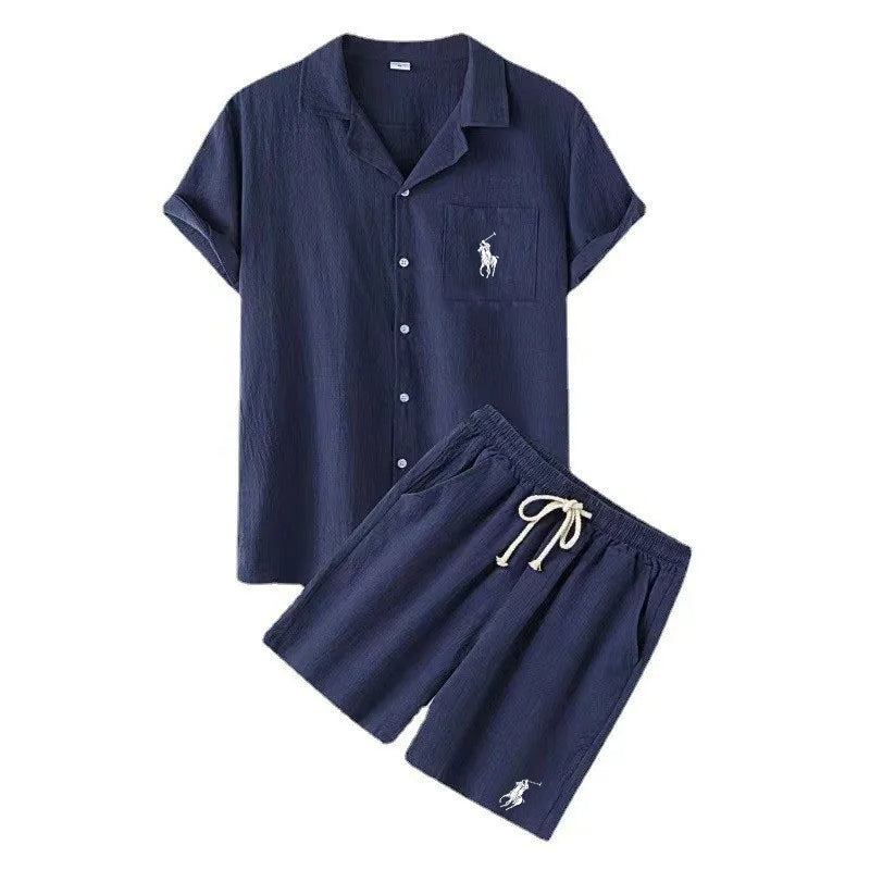 Men's Summer Linen Tracksuit Set