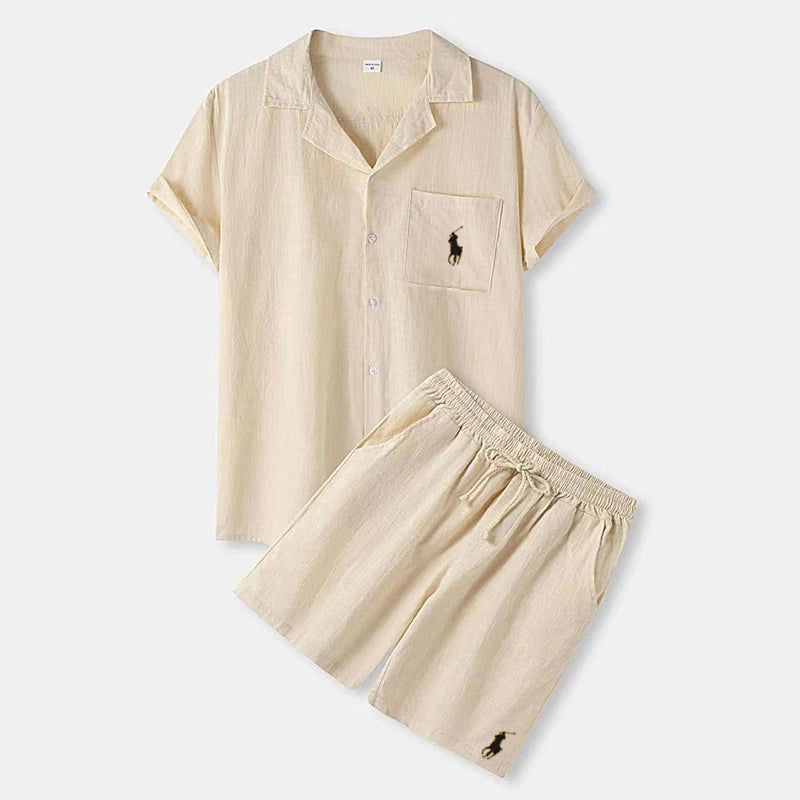 Men's Summer Linen Tracksuit Set