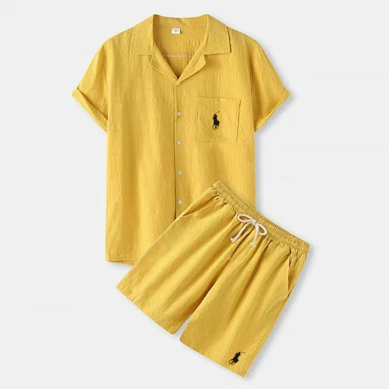 Men's Summer Linen Tracksuit Set