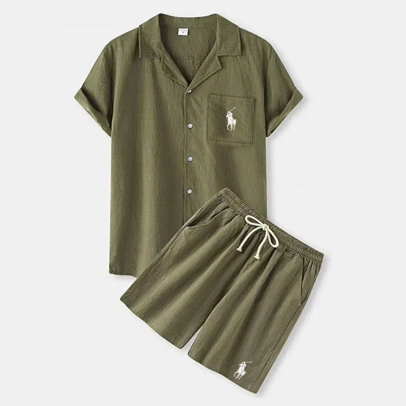 Men's Summer Linen Tracksuit Set